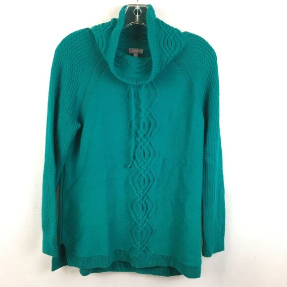 Talbots Teal Blue Cowl Neck Wool Blend Soft Knit Sweater M - Picture 1 of 7